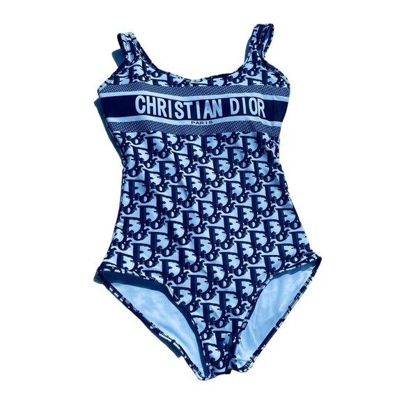 Christian Dior Navy White One Piece Swimsuit XLarge Logo New With Tags Classic - Picture 2 of 15